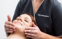 Women getting her skin treated
